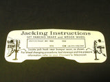 1964 Cadillac Jacking Instructions Decal