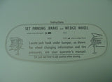1961 Cadillac Jacking Instructions Decal REPRODUCTION
