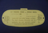 1961 Cadillac Jacking Instructions Decal REPRODUCTION