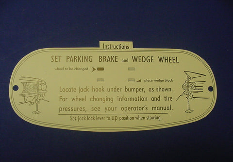 1961 Cadillac Jacking Instructions Decal REPRODUCTION