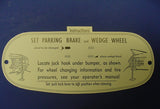 1961 Cadillac Jacking Instructions Decal REPRODUCTION