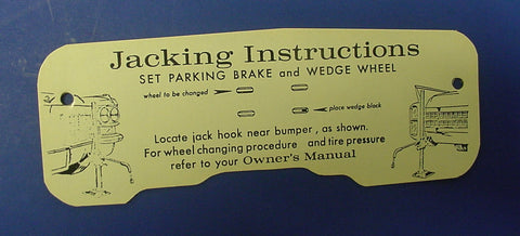 1963 Cadillac Jacking Instructions Decal REPRODUCTION