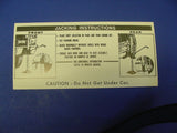 1967 Cadillac (EXCEPT Eldorado) Jacking Instructions Decal REPRODUCTION
