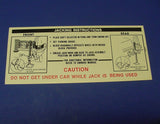 1969 Cadillac Jacking Instructions Reproduction