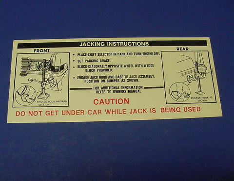 1969 Cadillac Jacking Instructions Reproduction