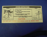 1969 Cadillac Jacking Instructions Reproduction