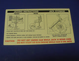 1970 Cadillac (EXCEPT Eldorado) Jacking Instructions Decal REPRODUCTION