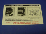 Jacking Instructions for 1972 Cadillac Decal (Except Eldorado)