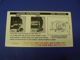 Jacking Instructions for 1972 Cadillac Decal (Except Eldorado)