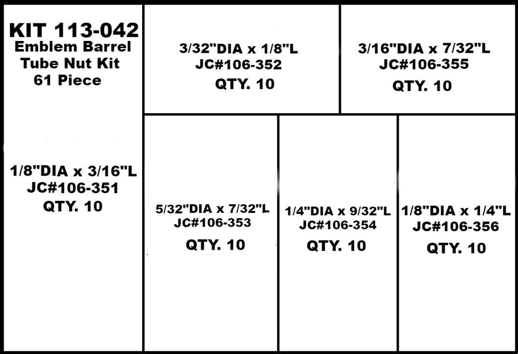 Emblem Barrel Tube Nuts Fasteners Choose Size Jurassic Classic Auto Parts